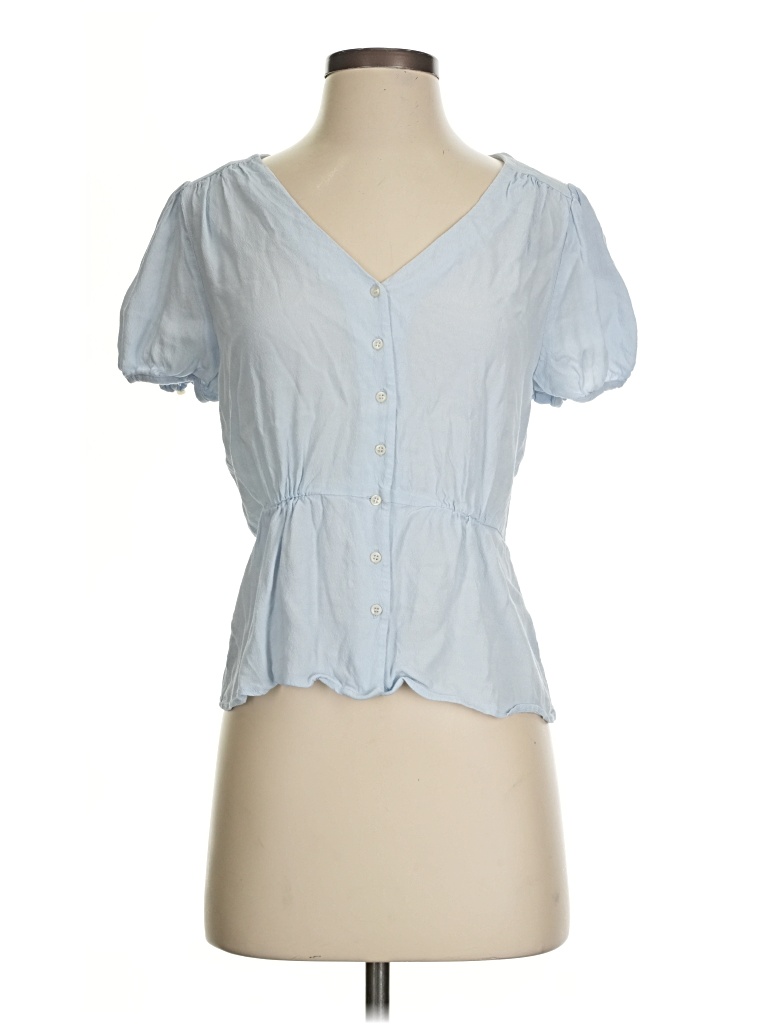 Pre-owned Jcrew Short Sleeve Blouse In Blue