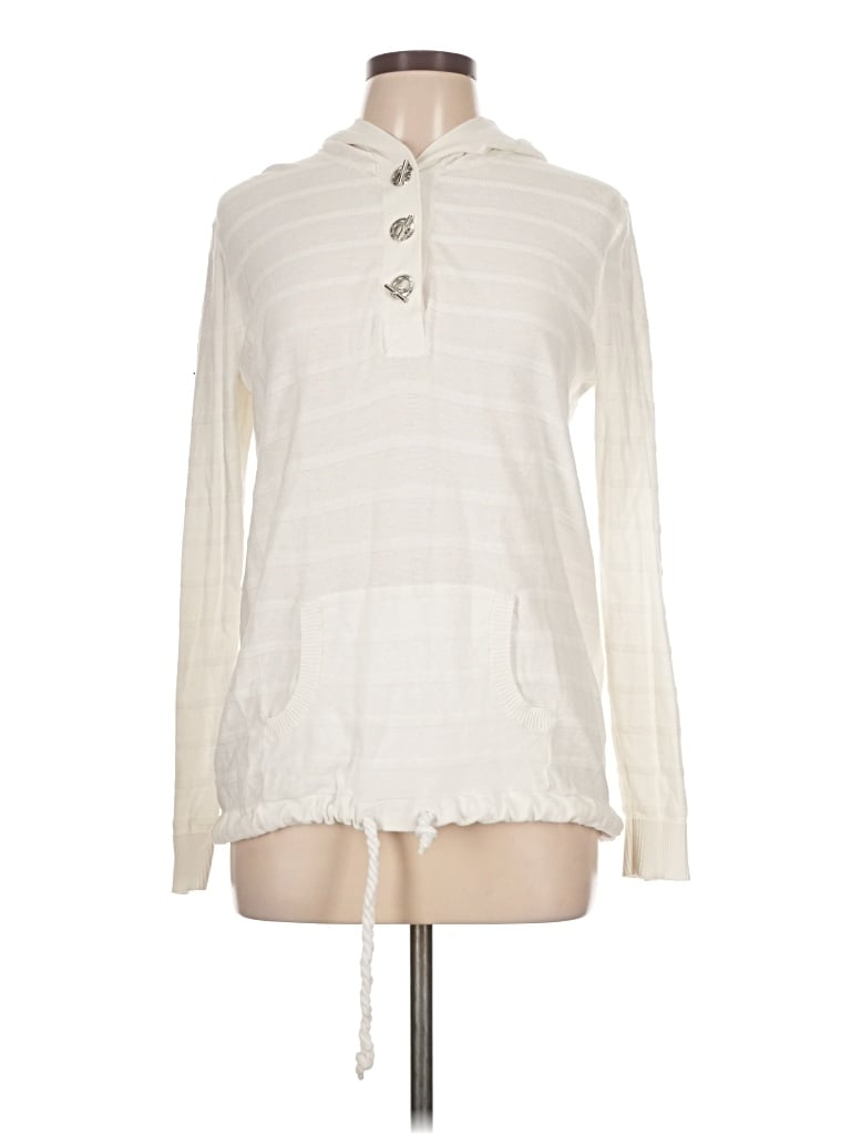 Pre-owned Nautica Long Sleeve Top Ivory Turtleneck Tops In White