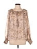 AaKaa 100% Polyester Tan Ivory Long Sleeve Blouse Size L - photo 1