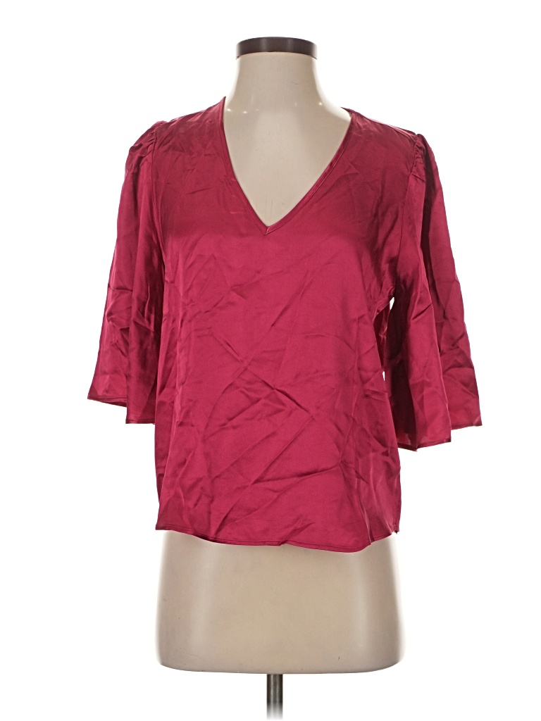 Pre-owned Nation Ltd 3/4 Sleeve Blouse In Burgundy