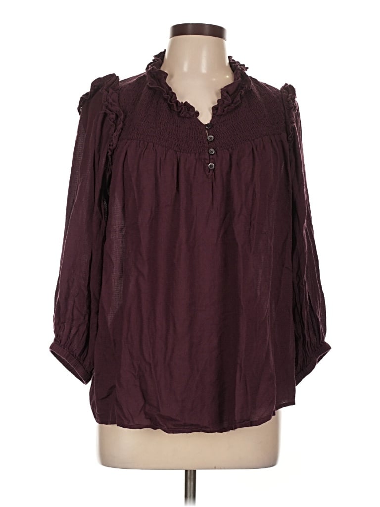 Pre-owned Jessica Simpson 3/4 Sleeve Blouse In Burgundy