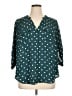 Torrid 100% Polyester Polka Dots Teal 3/4 Sleeve Blouse Size 1X Plus (1) - photo 1