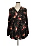 Torrid Floral Black Long Sleeve Blouse Size 1X Plus (1) - photo 1