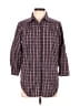 Ninety Plaid Burgundy Blue 3/4 Sleeve Button-Down Shirt Size M - photo 1