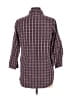 Ninety Plaid Burgundy Blue 3/4 Sleeve Button-Down Shirt Size M - photo 2