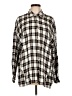 Max Studio 100% Rayon Plaid Ivory Long Sleeve Button-Down Shirt Size L - photo 1