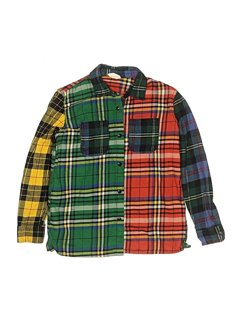 Pre-owned Gap Kids' Long Sleeve Button Down Shirt In Green