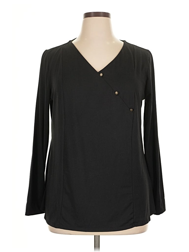 Pre-owned Soft Surroundings Long Sleeve Blouse In Black