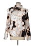 Shein 100% Polyester Print Silver Long Sleeve Blouse Size 12 - photo 1