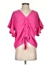 North End 100% Polyester Solid Pink Short Sleeve Blouse Size S - photo 1