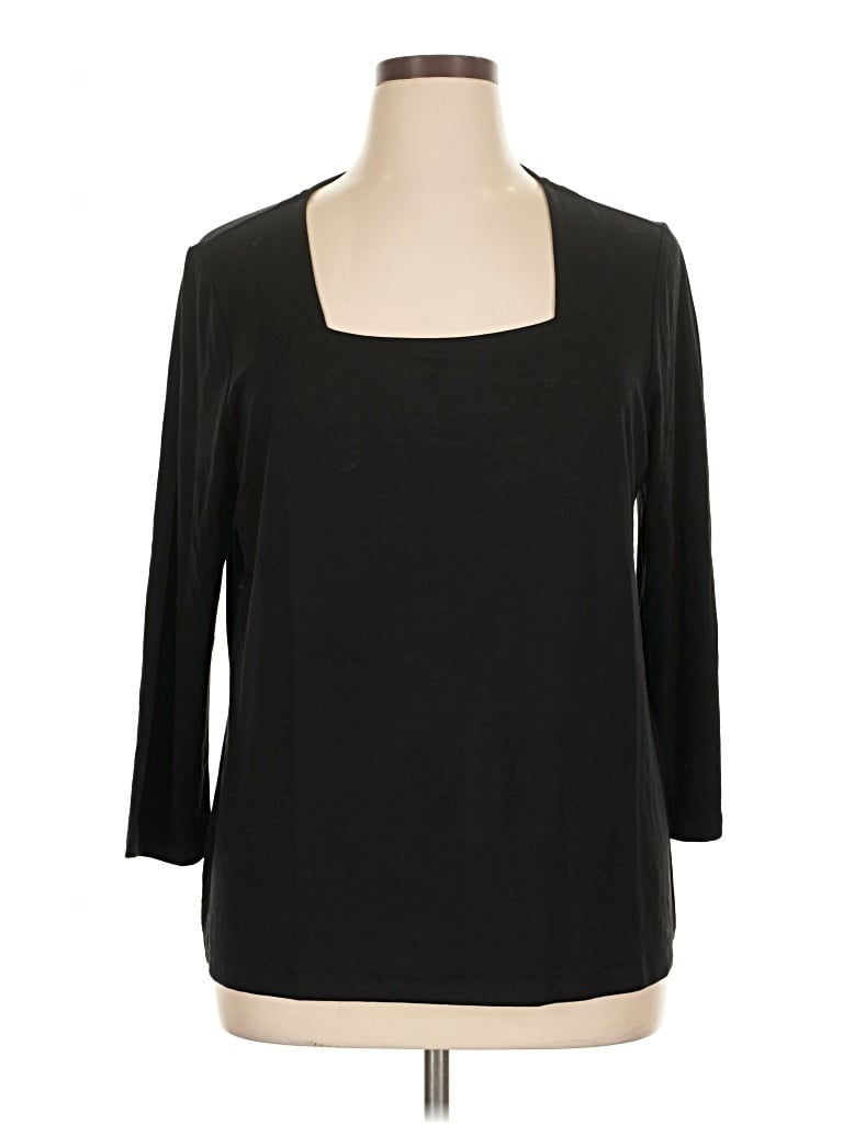 Pre-owned Chico's 3/4 Sleeve T-shirt In Black