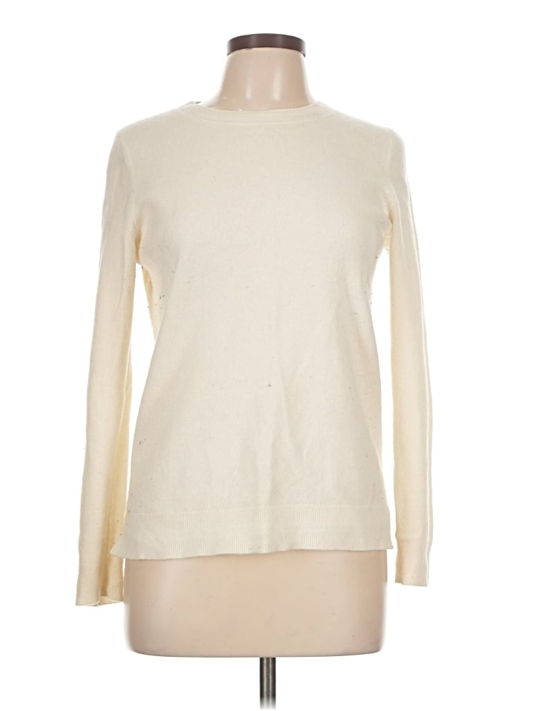 Pre-owned Boden Cashmere Pullover Sweater In White