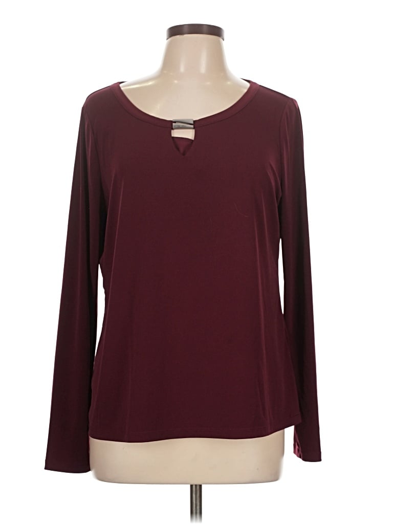 Pre-owned Tahari Long Sleeve T-shirt In Burgundy
