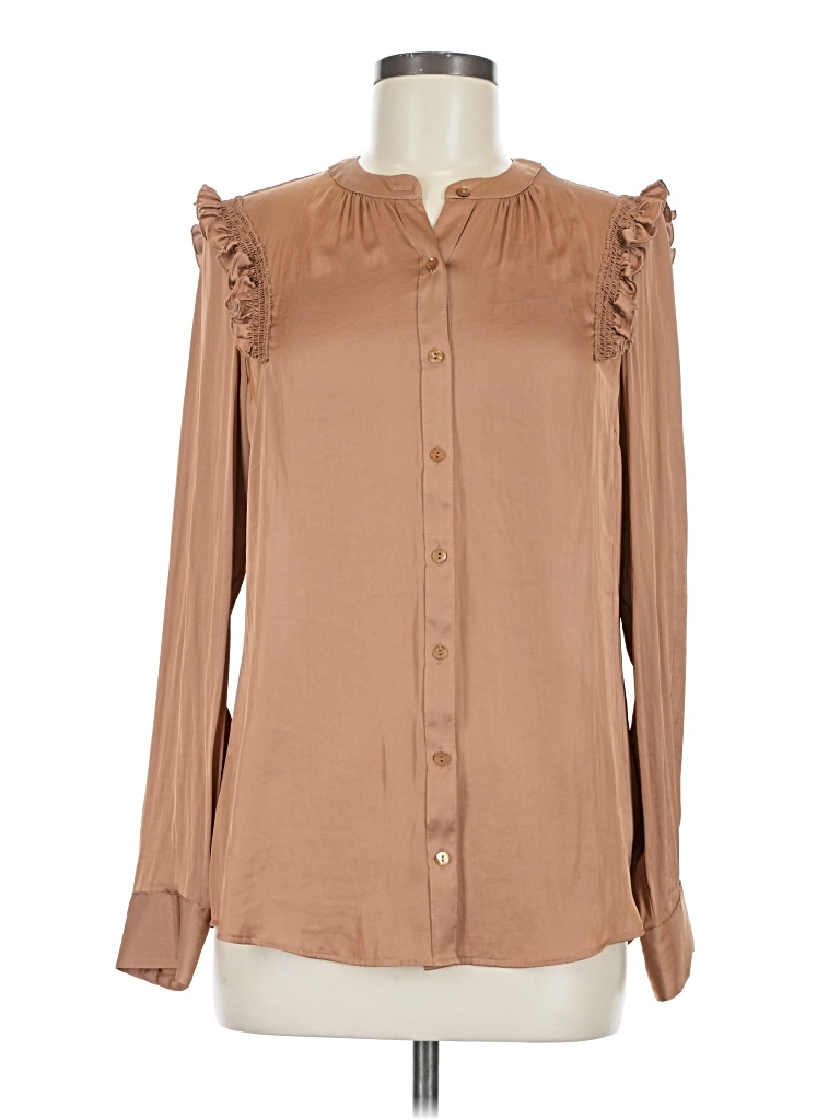 Pre-owned Express Long Sleeve Blouse In Brown