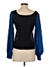 DemyLee 100% Wool Blue Black Long Sleeve Top Size S - photo 2