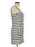 Olivaceous Stripes White Casual Dress Size L - photo 4