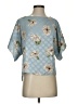Zara Basic Floral Blue Short Sleeve Blouse Size XS - photo 1