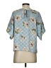 Zara Basic Floral Blue Short Sleeve Blouse Size XS - photo 2