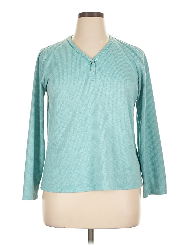 Pre-owned Croft & Barrow Long Sleeve Henley Shirt In Blue