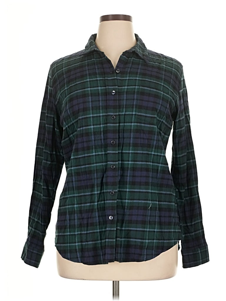 Pre-owned Weatherproof Long Sleeve Button Down Shirt In Green