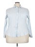 J.ING 100% Rayon Stripes Blue Long Sleeve Button-Down Shirt Size 3XEstimated - photo 1
