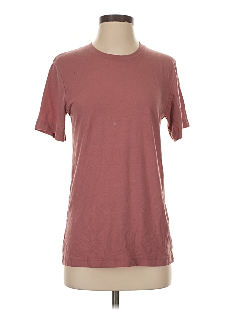 Pre-owned Canvas Short Sleeve T-shirt In Burgundy