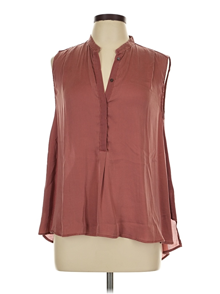 Pre-owned Assorted Brands Sleeveless Silk Top Brown Plunge Neckline Tops