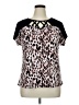 Diana Belle Animal Print Black Short Sleeve Top Size XL - photo 1
