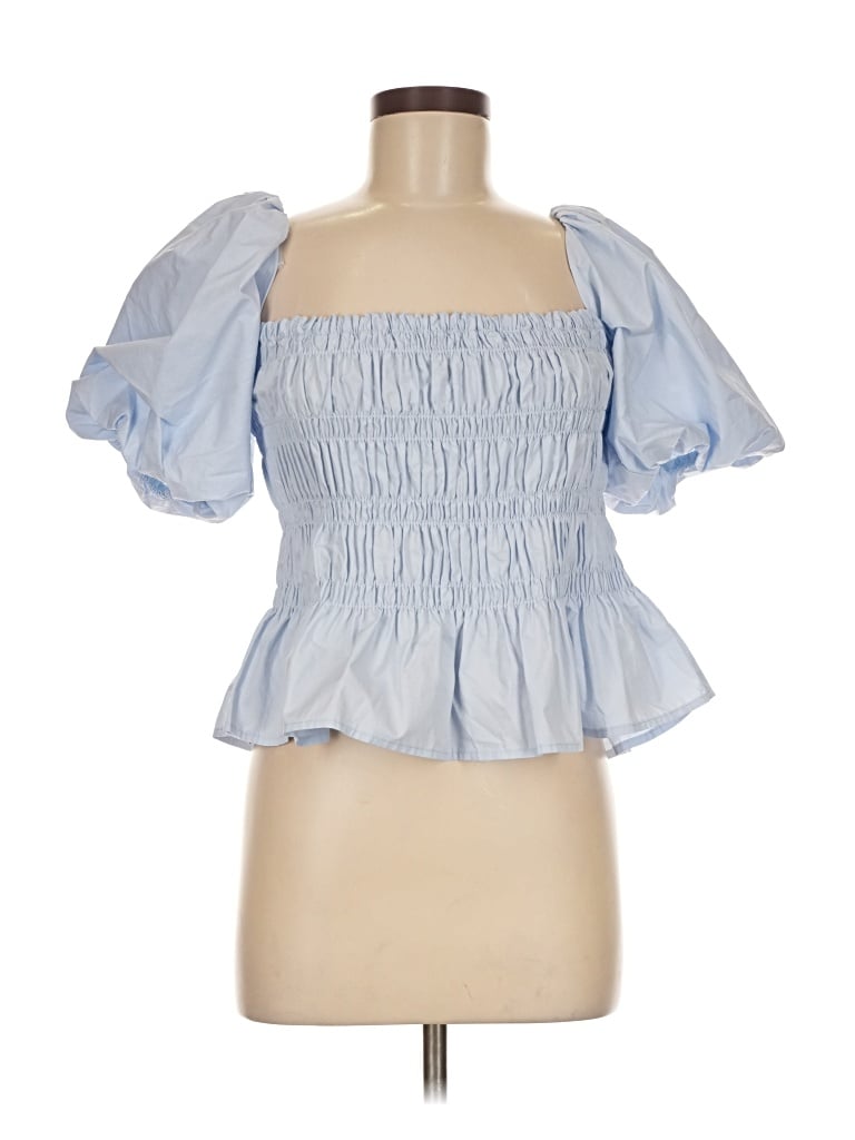 Pre-owned Astr Short Sleeve Top Blue Square Neckline Tops