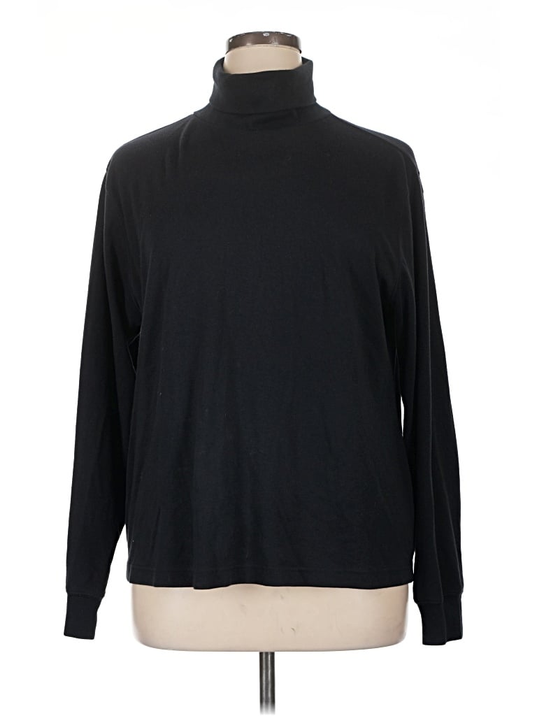 Pre-owned Lands' End Long Sleeve Turtleneck In Black