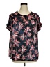 Lane Bryant 100% Polyester Black Short Sleeve Blouse Size 16 - photo 1
