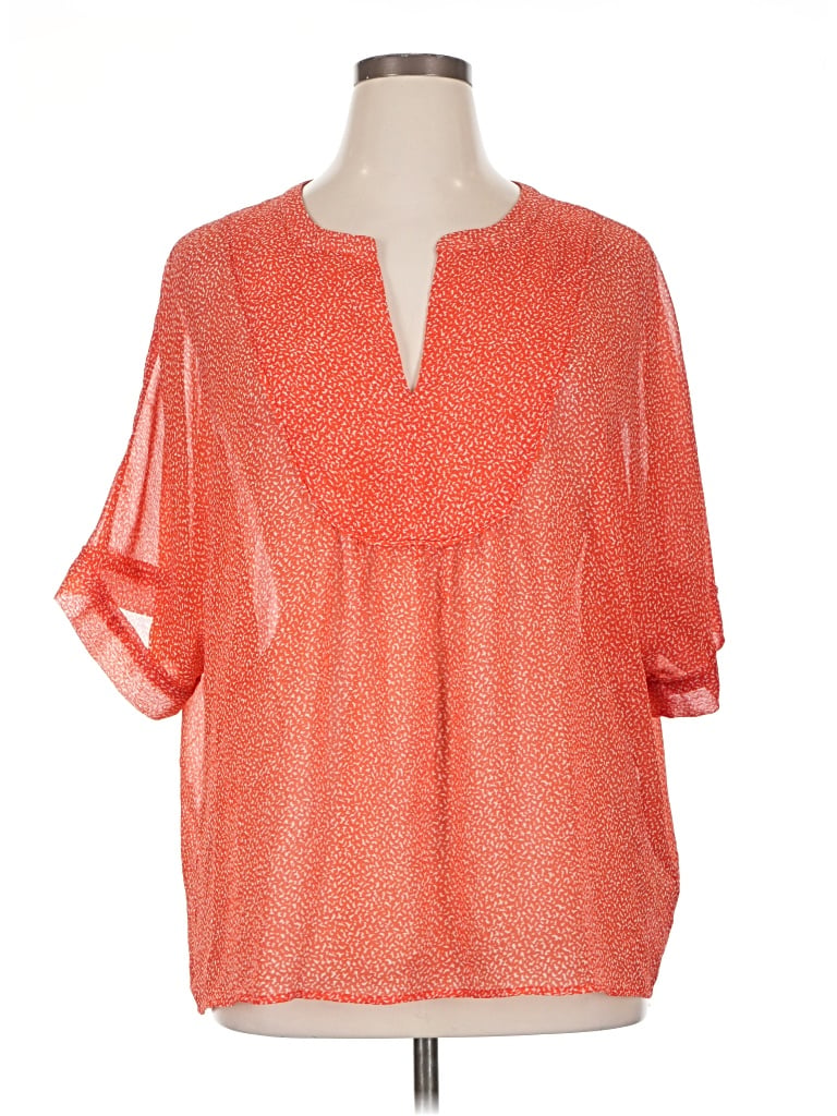 Pre-owned Two By Vince Camuto 3/4 Sleeve Blouse In Orange