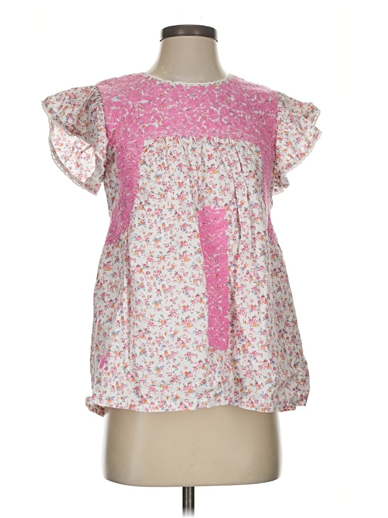 Pre-owned J.marie Short Sleeve Blouse In Pink