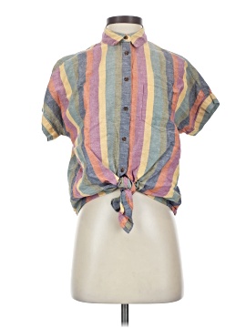 Madewell Short-Sleeve Tie-Front Shirt in Rainbow Stripe
