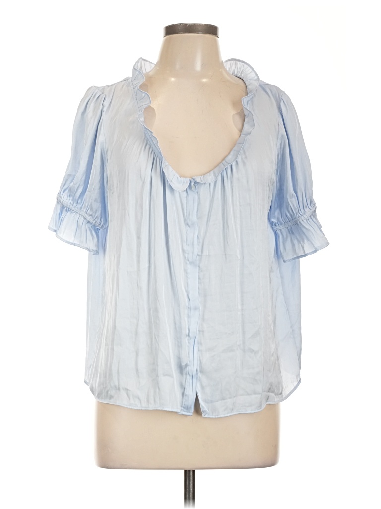 Pre-owned Jcrew Short Sleeve Blouse In Blue