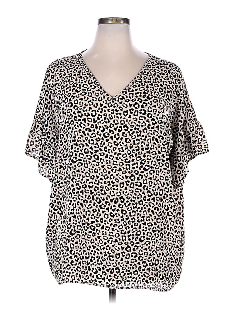 Pre-owned Haptics Short Sleeve Blouse In Black