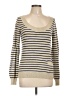 Theory 100% Cashmere Stripes Tan Gray Cashmere Pullover Sweater Size L - photo 1
