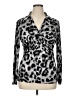 Cache Animal Print Silver Long Sleeve Blouse Size XL - photo 1