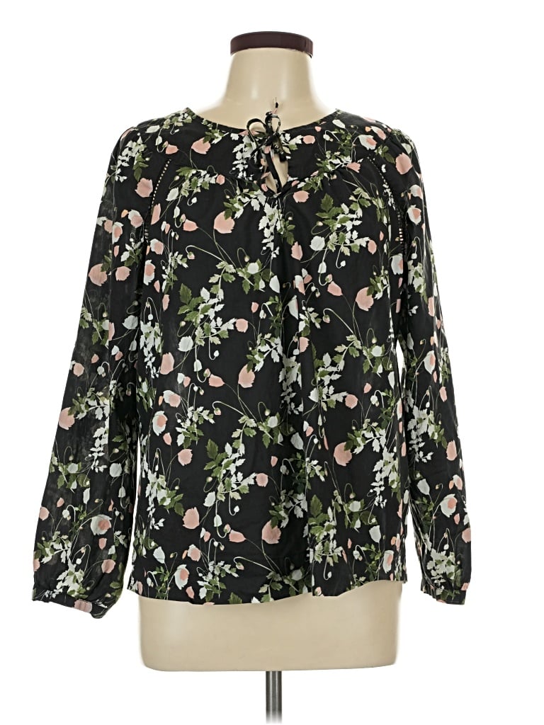 Pre-owned Liberty Art Fabrics For J.crew Long Sleeve Blouse In Black