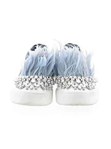 Miu Miu Denim Feather crystal embellished slip-on Sneakers (view 2)