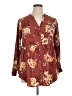 Torrid 100% Rayon Floral Burgundy Long Sleeve Blouse Size 1X Plus (1) - photo 1