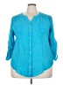 Alyx Teal 3/4 Sleeve Button-Down Shirt Size 3X - photo 1
