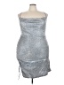 Shein Curve 100% Polyester Metallic Silver Cocktail Dress Size 4X - photo 1
