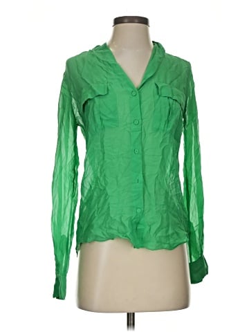 BCBGMAXAZRIA Long Sleeve Silk Top (view 1)
