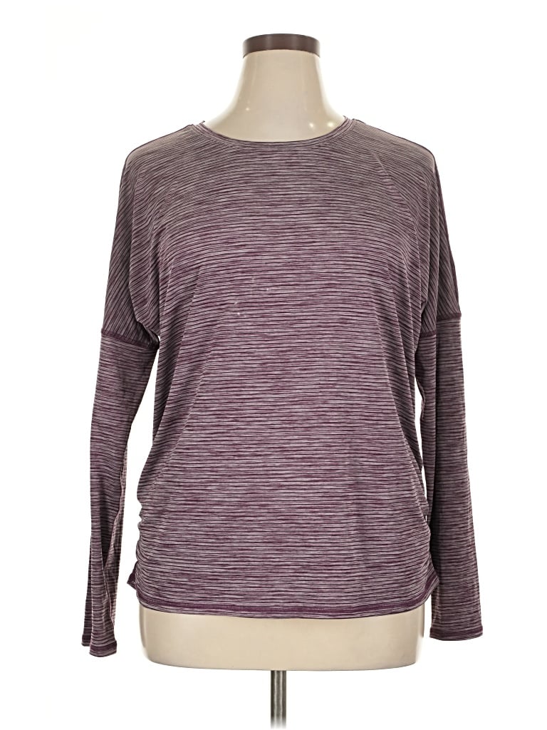 Pre-owned Skechers Long Sleeve Top Purple Crew Neck Tops