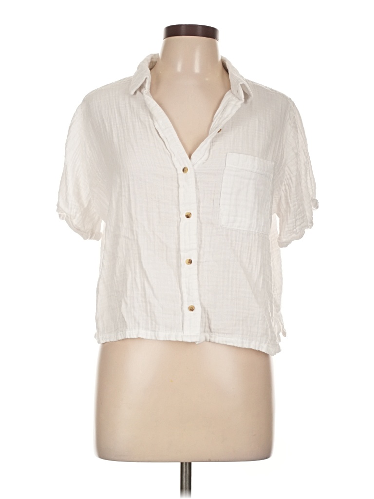 Pre-owned Old Navy Short Sleeve Blouse In White