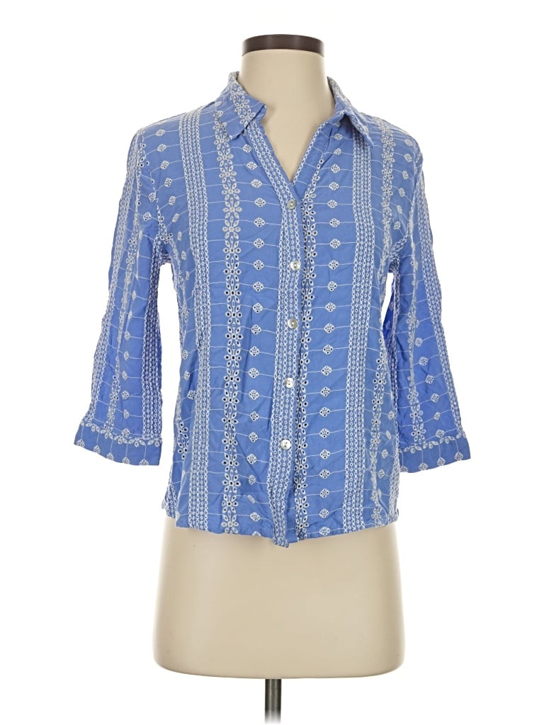 Pre-owned Ultra Pink 3/4 Sleeve Button Down Shirt In Blue