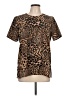Susan Graver Animal Print Brown Short Sleeve Blouse Size L - photo 1