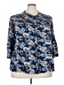 Caffé Marrakesh 100% Rayon Floral Blue 3/4 Sleeve Button-Down Shirt Size 3X - photo 1