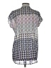 CAbi 100% Polyester Houndstooth Silver Short Sleeve Blouse Size S - photo 2
